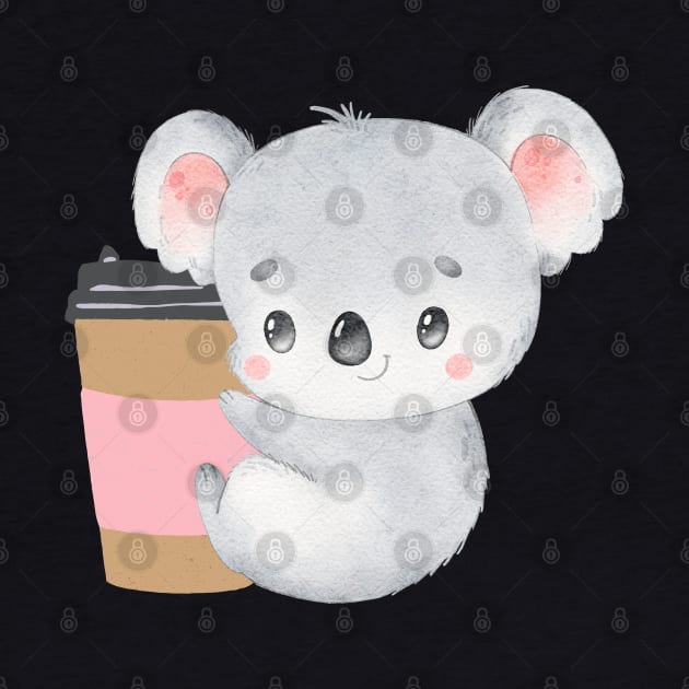 Cute Koala Drinking Coffee Koala Drinks Coffee First Sleepy cat I need coffee addict by BoogieCreates